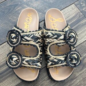 Sam Edelman Black and Tan Woven Sandals Size 8.5